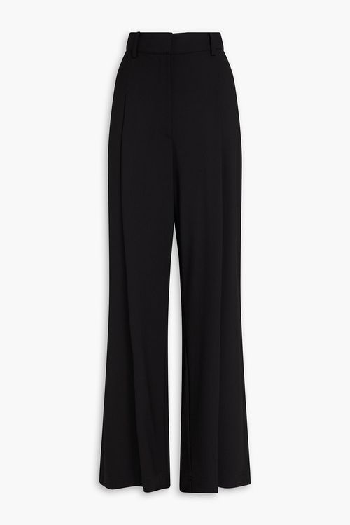 Wool-blend crepe wide-leg pants - Black - US 14