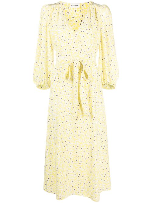Floral-print silk wrap dress - Yellow