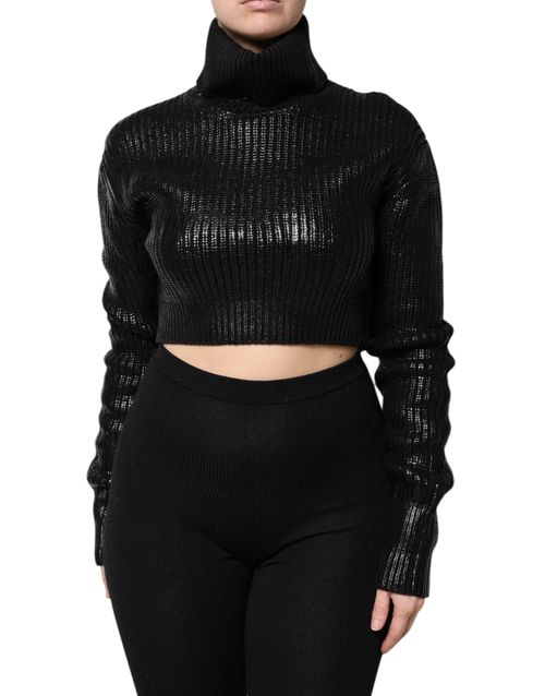 Virgin Wool Turtleneck Sweater — Black