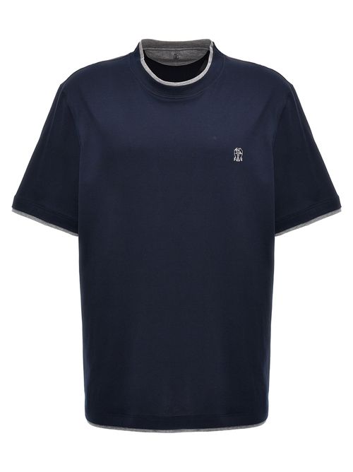 -Double Layer T Shirt Blu-Uomo