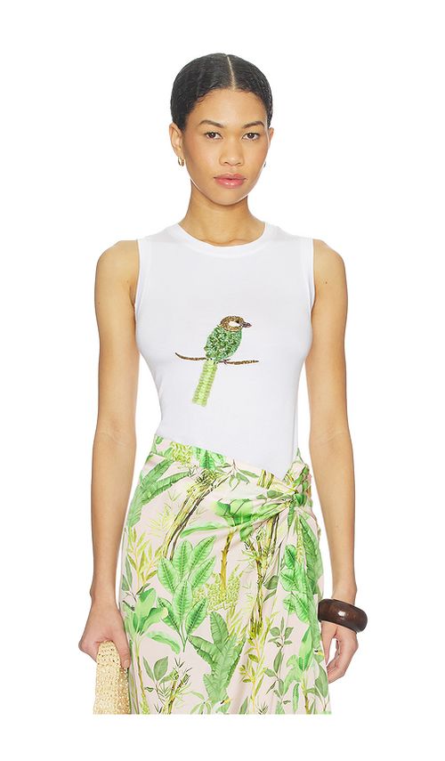 Verandah hand beaded parrot tank en color blanco L también en M