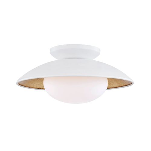 White Lustro Gold Leaf Combo One Light Semi Flush Mount from the Cadence Collection