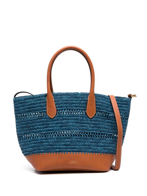 Bellport raffia tote bag - Blue