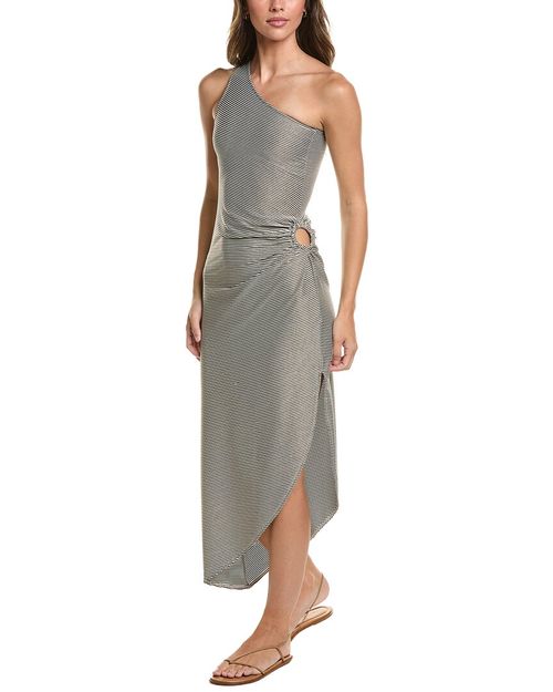 Lurex Rib One-Shoulder Maxi Dress