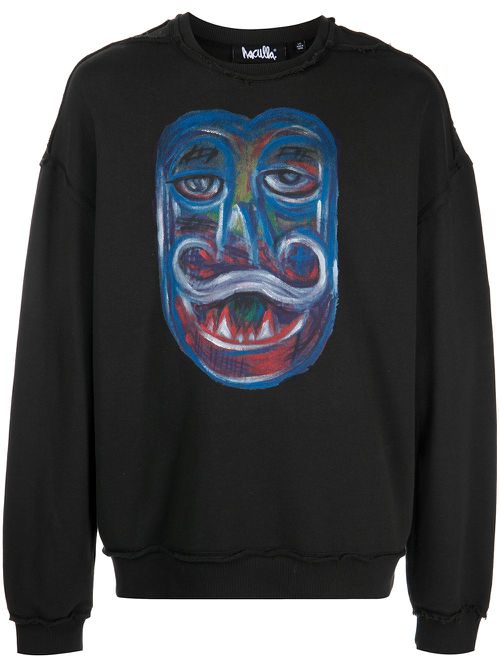 Graphic-print cotton sweatshirt - Black