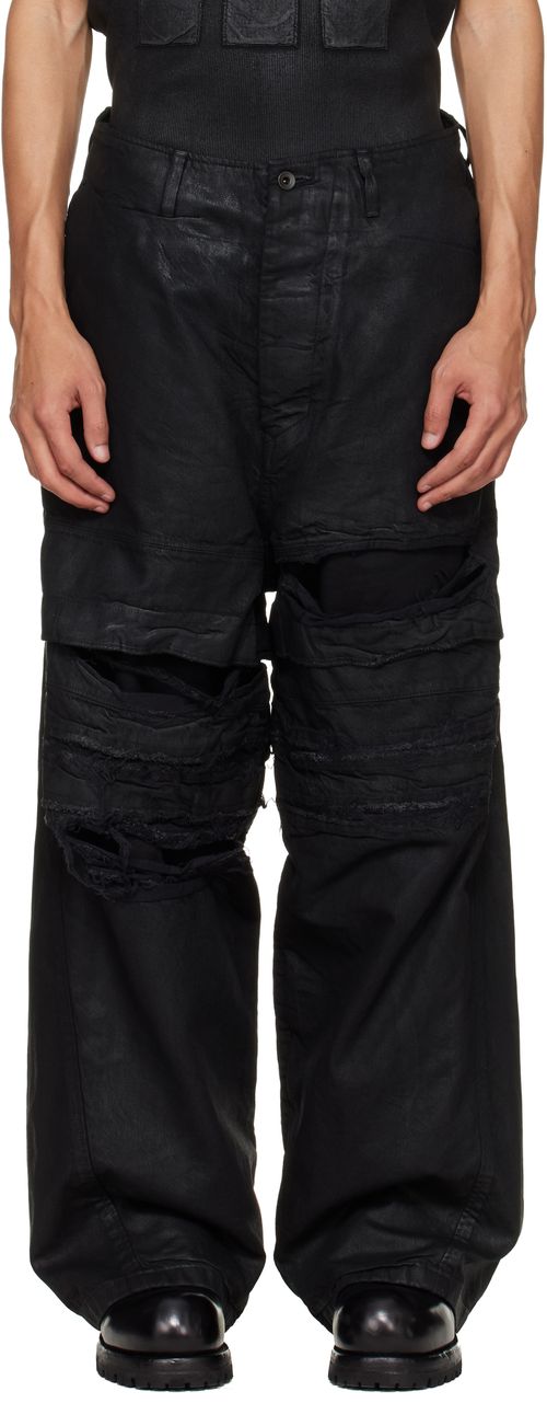 Black Coated Destroy Baggy Jeans