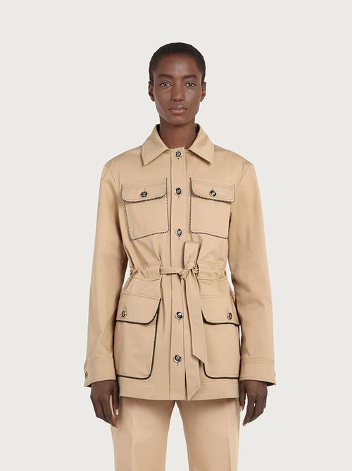 Pocket-detail belted jacket - Neutrals