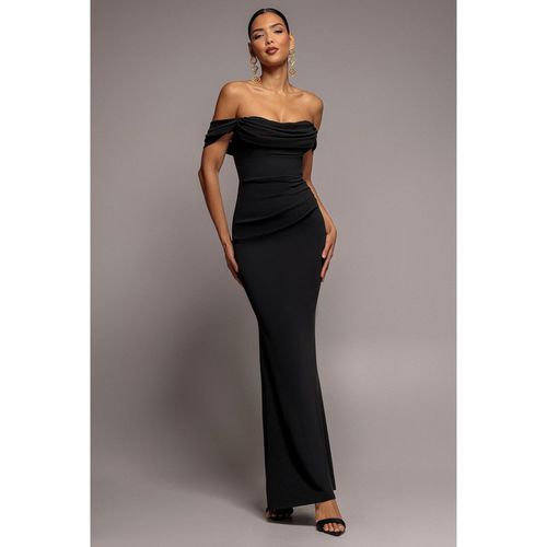 Goddiva Off The Shoulder Cowl Neck Maxi Dress - Black