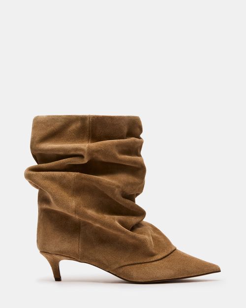 Steve Madden Women's Lennox Cuffed Booties - Taupe Suede - - Leather