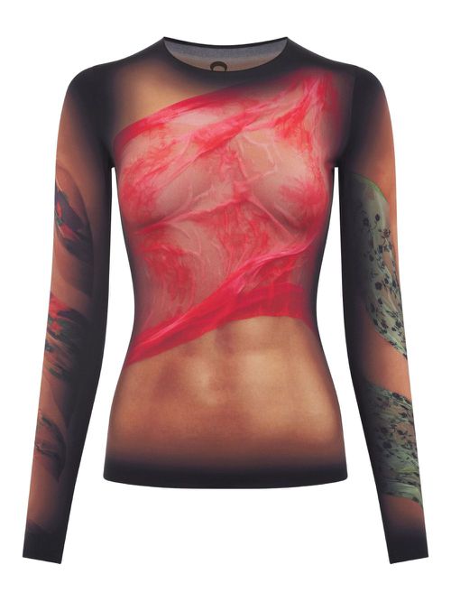 Marine Serre draped jersey top - Brown