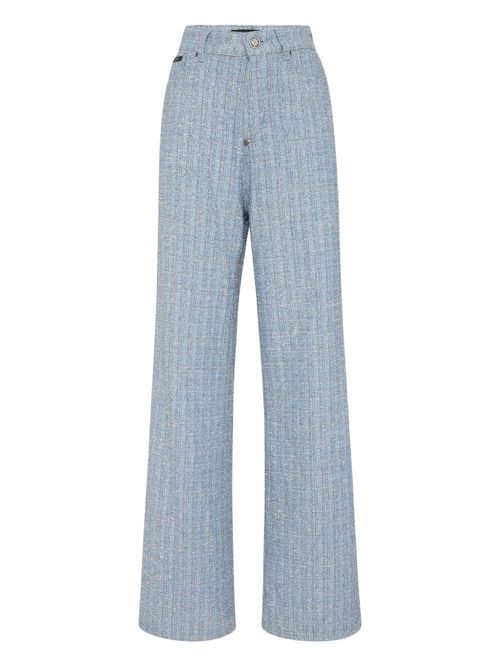 Philipp Plein tweed wide-leg jeans - Blue