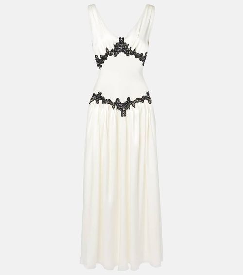 Highland embroidered silk gown