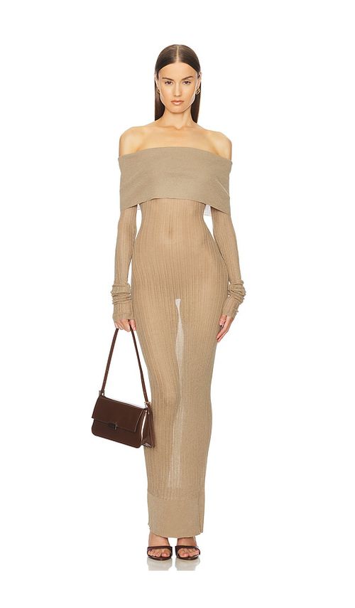 Helsa Justin Maxi Dress in Beige - Beige. L also in