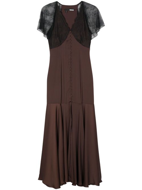 Lace V-neck maxi dress - Brown