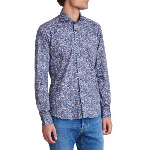 Marseille Paisley Print Shirt In Dark Blue