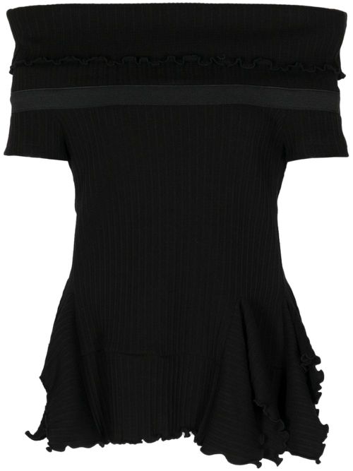 Off-shoulder cotton-blend top - Black