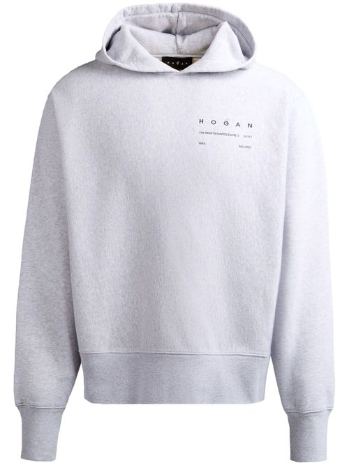 Logo-print cotton hoodie - Grey