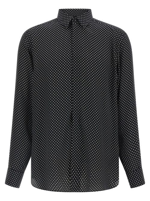 Polka-Dot Silk Crêpe de Chine Shirt — Black