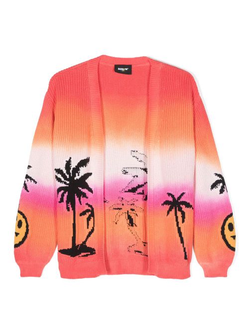 Intarsia-knit cotton cardigan - Orange