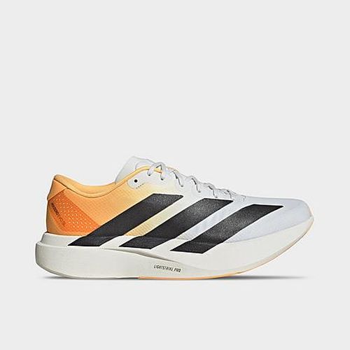 Men's Adizero EVO SL Woven Running Shoes in Crystal White/Lucid Tangerine/Iron Metallic