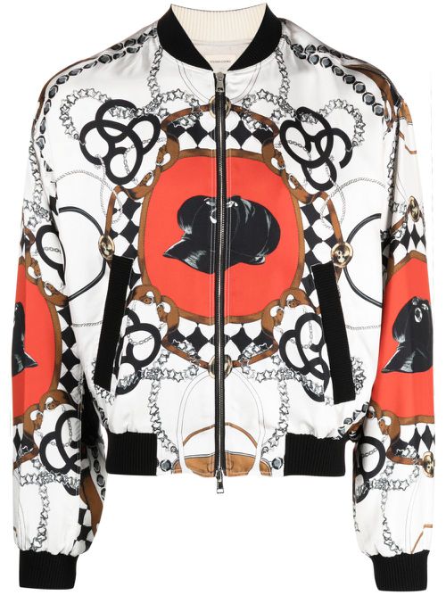 Graphic-print bomber jacket - White