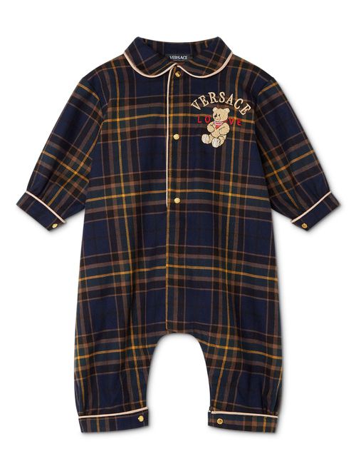 Tartan Love teddy romper - Blue