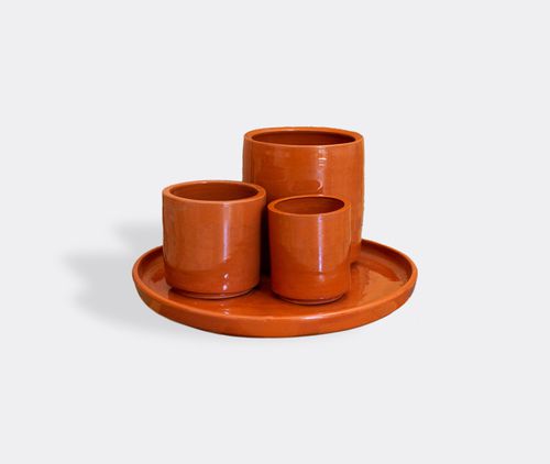 'terracotta' Saucer With Three Pots