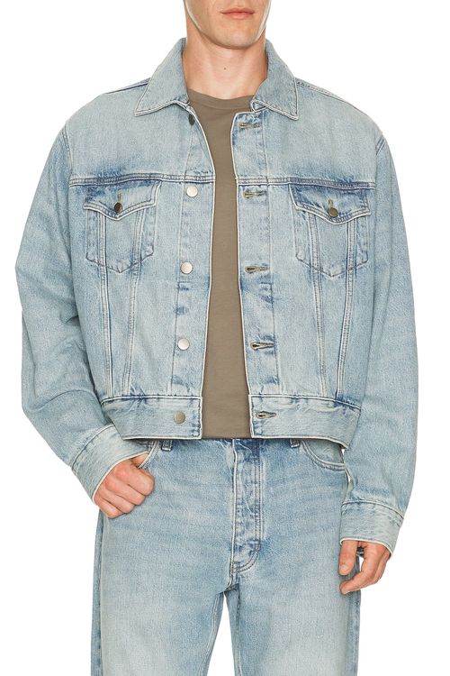 Fear of God ESSENTIALS Classic Denim Jacket in Classic Blue - Blue. M also in L, S, XL/1X, XS, XXL/2X