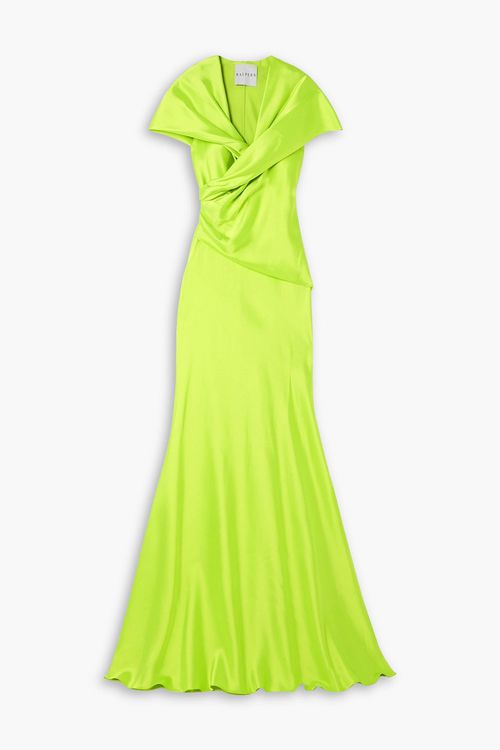 Twisted draped satin gown