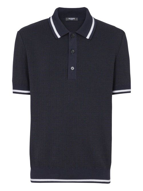 Monogram-pattern polo shirt - Blue