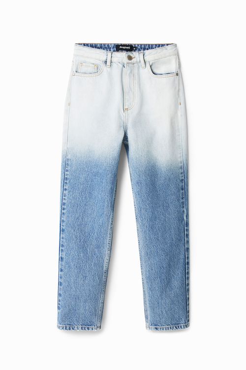 Straight cropped degradé jean