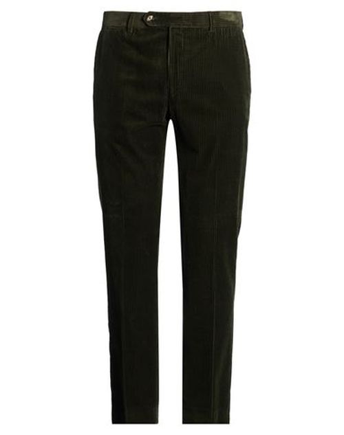 Man Pants Dark green Size 34 Cotton
