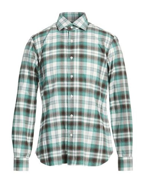 Man Shirt Green Size 17 Cotton