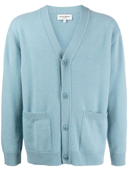 V-neck button-up cardigan - Blue