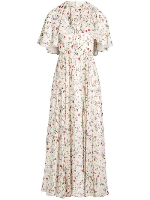 Impressionist-print dress - White