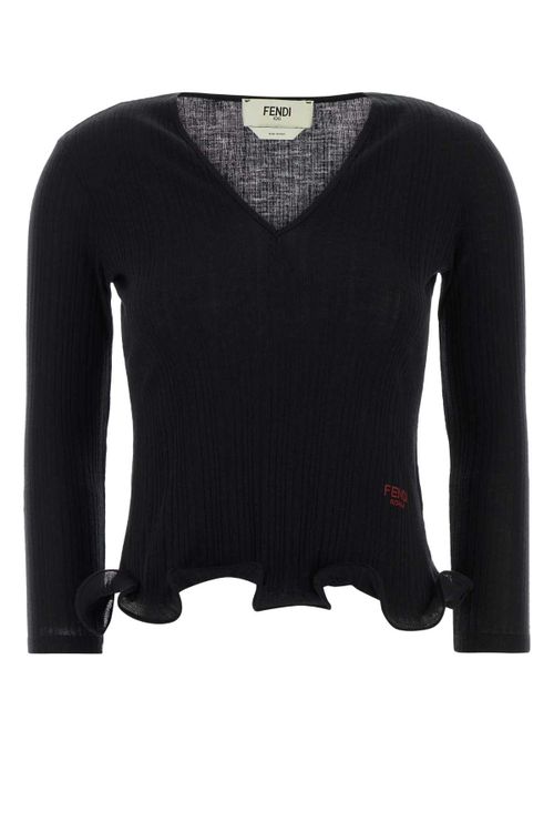 Virgin Wool Ribbed Sweater — Black