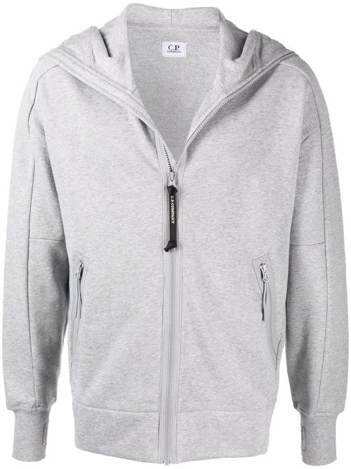 Raised fleece zip-up hoodie - Grey