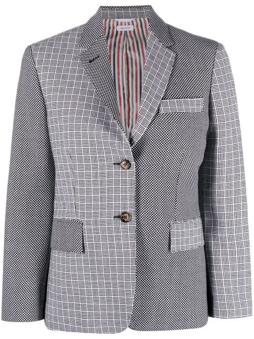 Mix-print single-breasted blazer - Black