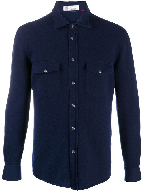 Button-down wool shirt - Blue