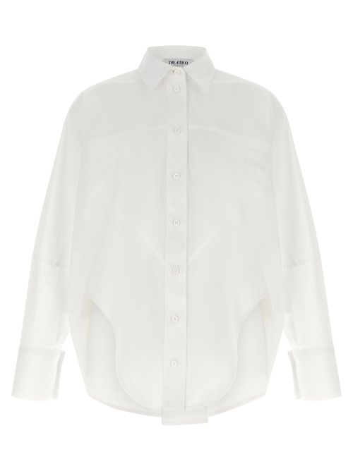 Geometric-Stitched Cotton Shirt — White