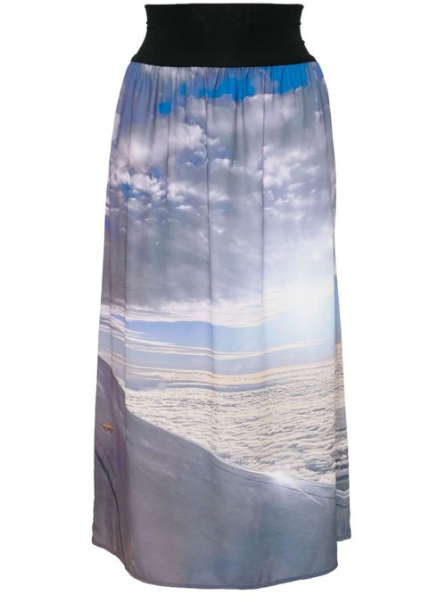 Graphic-print skirt - Blue