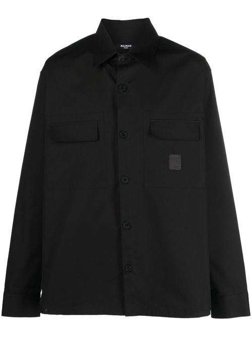 Logo-patch cotton shirt - Black