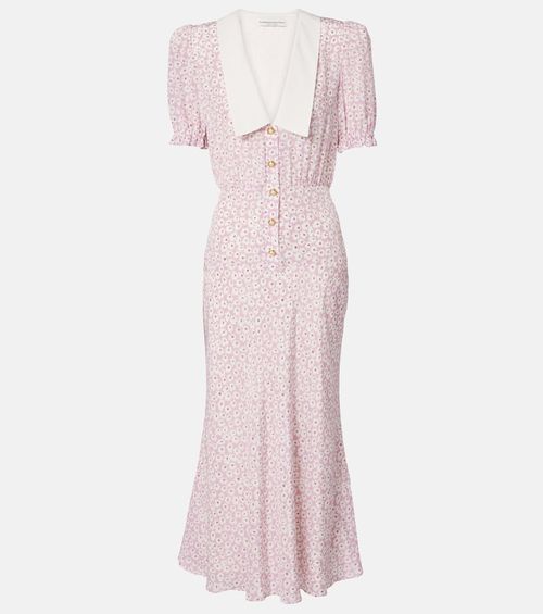 Flower silk midi dress