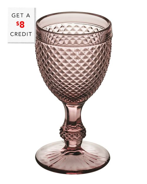 Bicos Set of 4 Pink Water Goblets with $8 Credit