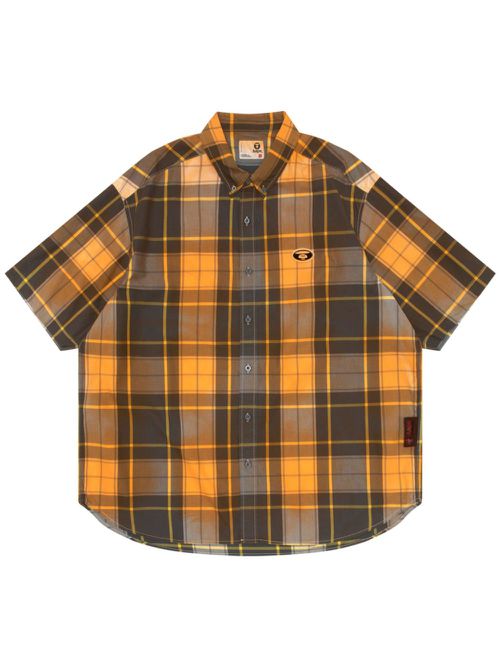 Logo-appliqué plaid shirt - Orange