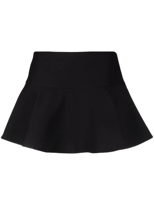 Flared Virgin Wool-Silk Mini Skirt — Black