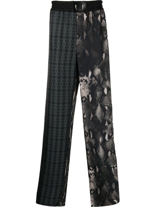 Roberto Cavalli mix-print silk track pants - Black