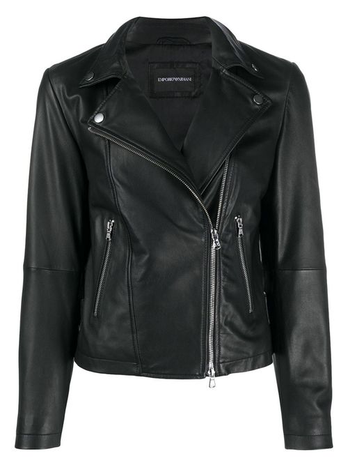 Emporio Armani Women's Leather Jacket in Black | Size 48 | 0NB60P02P07999
