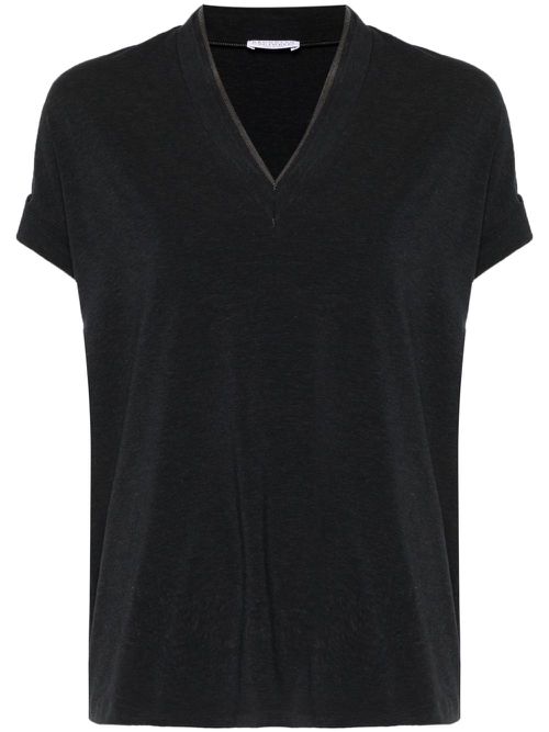 Monili-chain cotton T-shirt - Grey