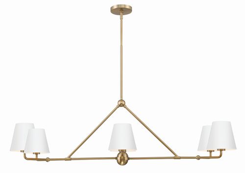 Xavier 6-Light Chandelier in Vibrant Gold with White